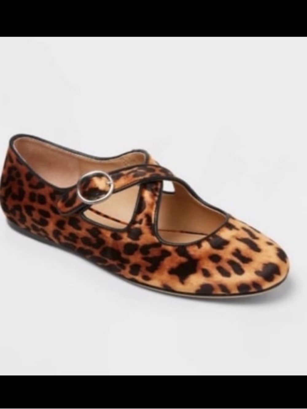 A New Day Women's Tamsin Leopard Print Crisscross Mary Jane Flats NWT size 7.5